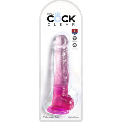 King Cock - Clear Pénis Réaliste Avec Boules 16.5 Cm Rose